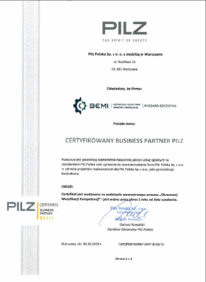 PILZ certyfikat